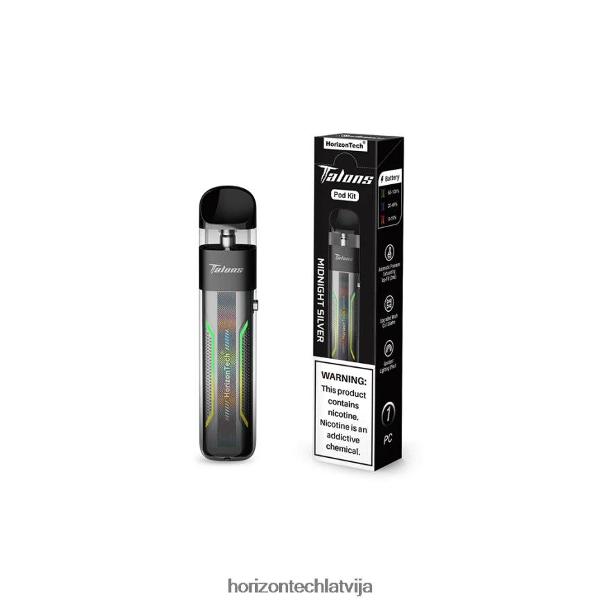 HorizonTech Disposable Vape - HorizonTech Talons pod sistēma pusnakts sudrabs BV24P8196