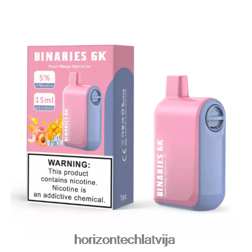 HorizonTech Vape Latvija - HorizonTech Binaries Cabin vienreizējās lietošanas 15ml persiku mango aprikožu ledus BV24P852