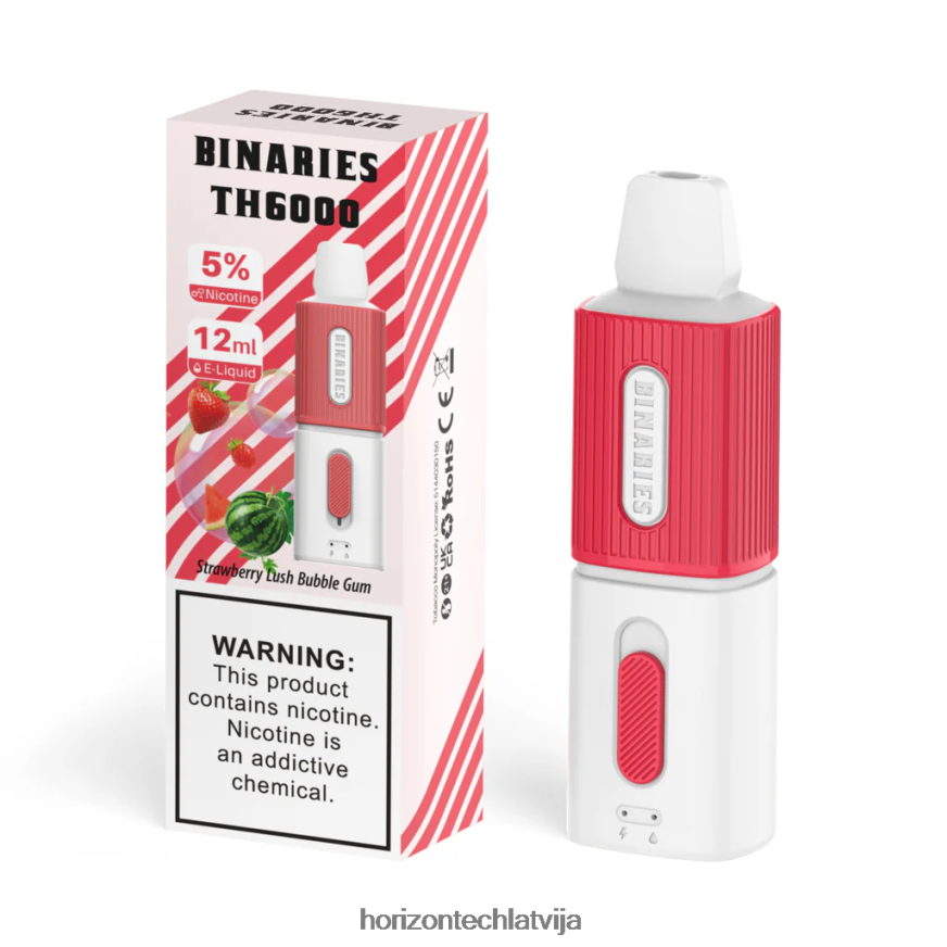 HorizonTech Disposable Vape - HorizonTech Binaries Cabin th6000 vienreizējās lietošanas 12ml zemeņu sulīgā gumija BV24P8117