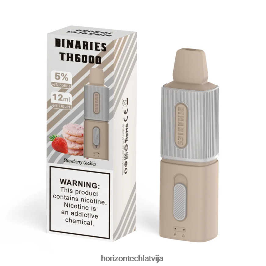 HorizonTech Vape Kit - HorizonTech Binaries Cabin th6000 vienreizējās lietošanas 12ml zemeņu cepumi BV24P8116